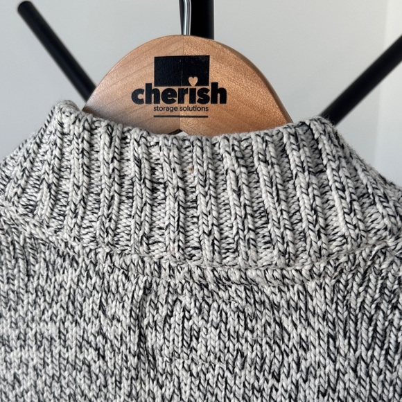 ROOTS Knit Heathered Grey 1/4 Button Down Sweater | Medium - Picture 7 of 9